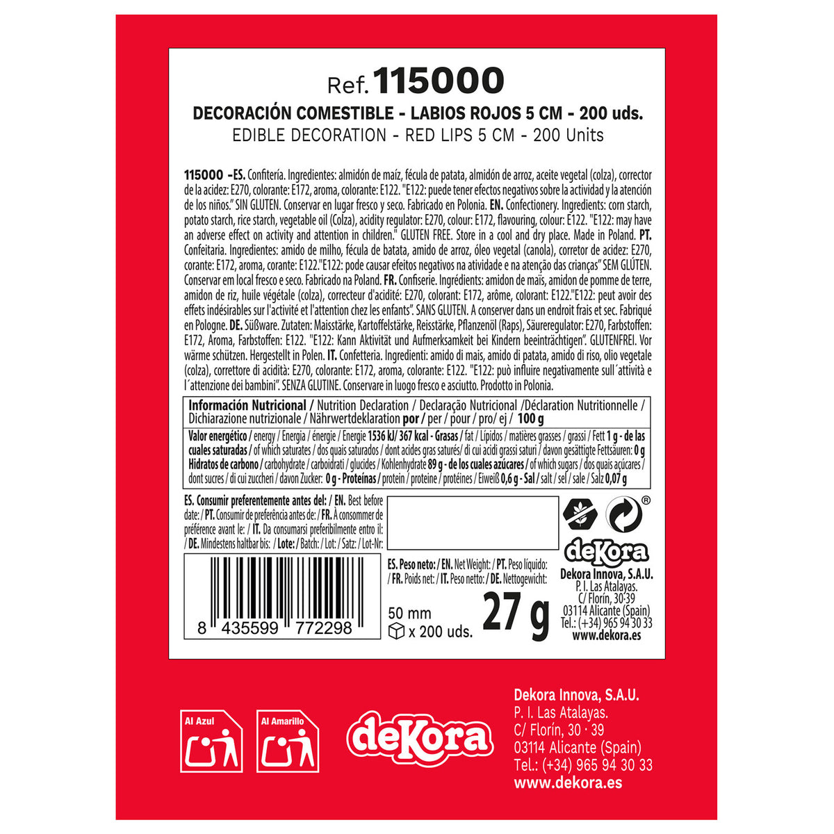 LABBRA OBLEA ROSSE 5CM
