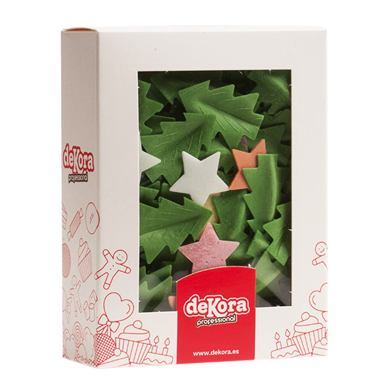 STARS AND CHRISTMAS TREES WAFER CAKE DECORATION 3,5 CM