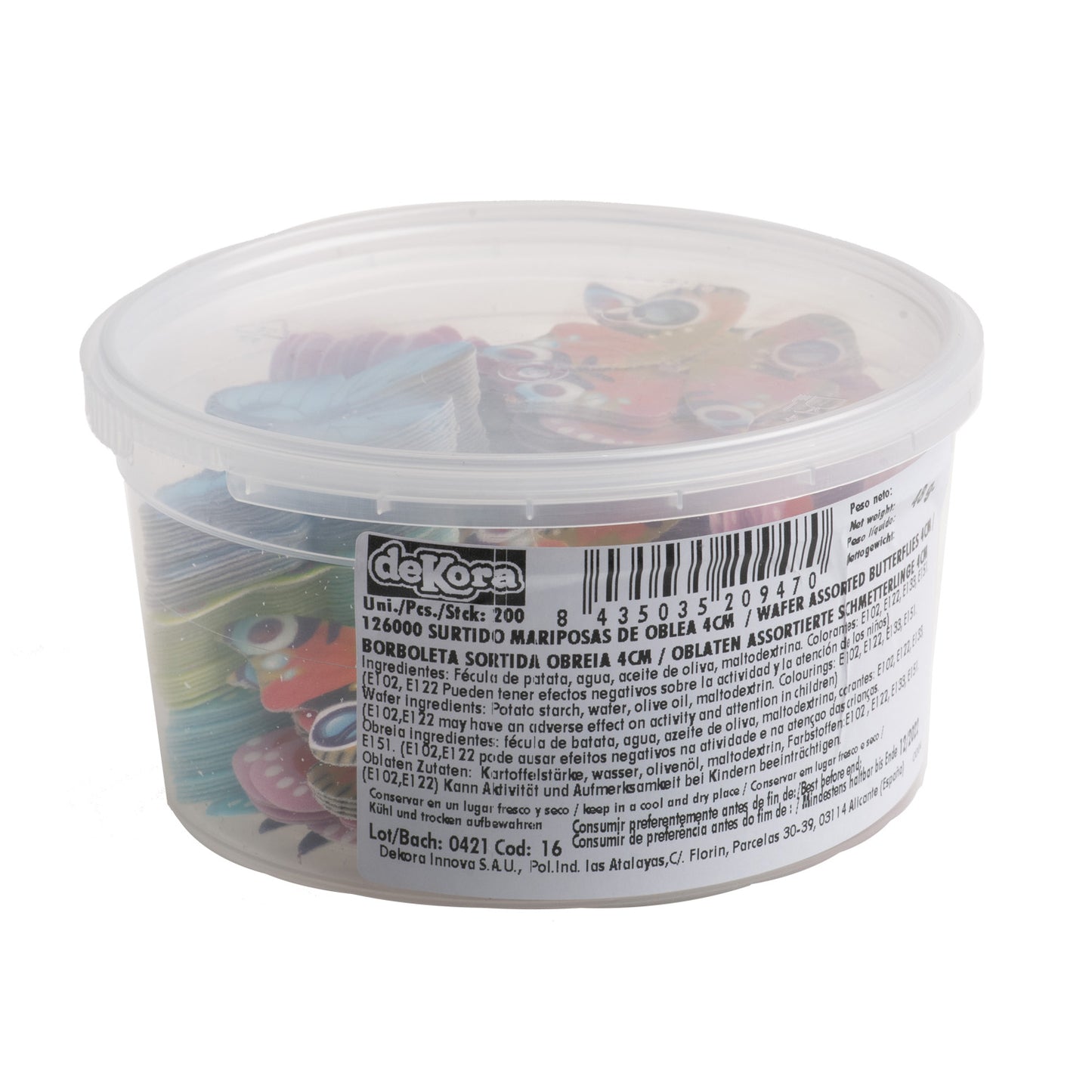 PAPILLON AZYME ASSORTIE 4CM