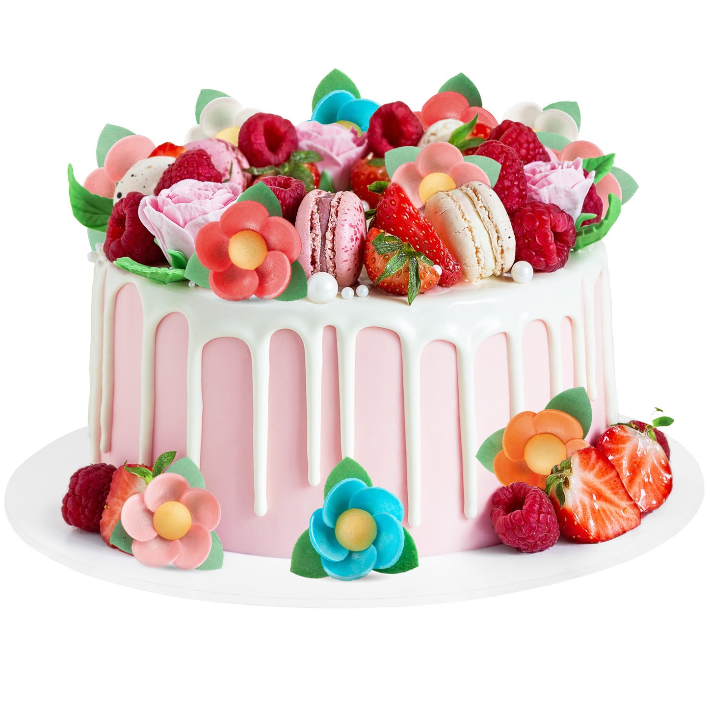 FLORES OBLEA CON HOJA COLORES SURTIDOS 4,5 CM