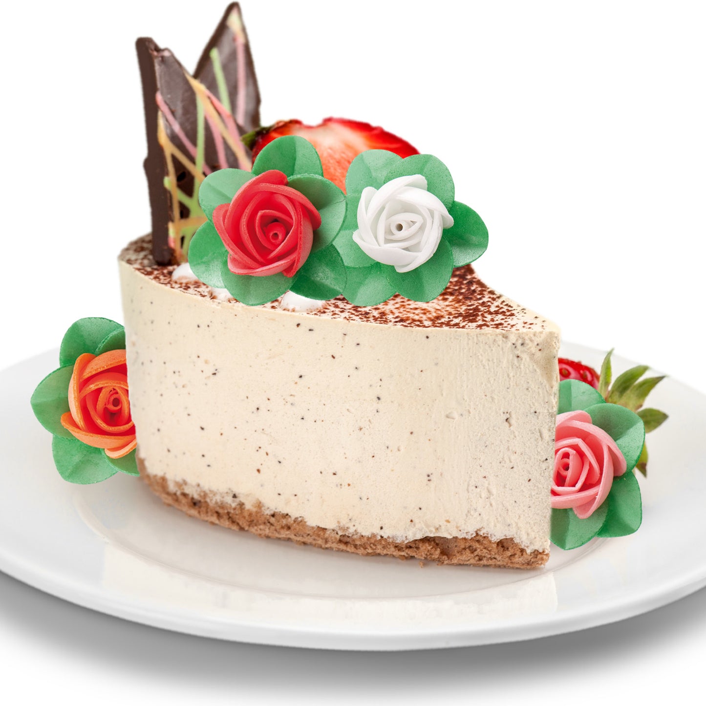 FLORES OBLEA CON HOJA 4CM COLORES