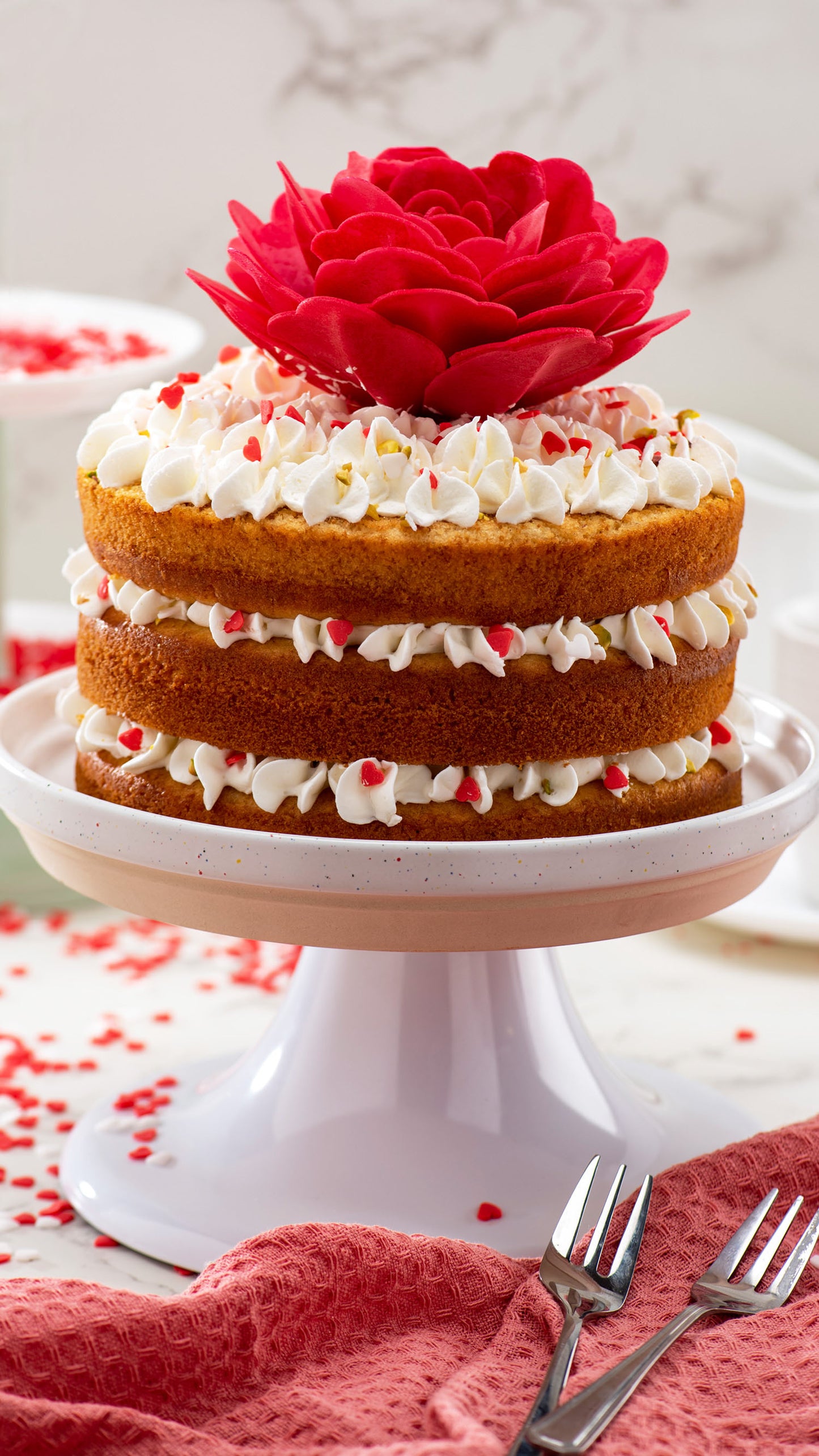 ROSA GIGANTE DE OBLEA COLOR ROJO 12,5CM