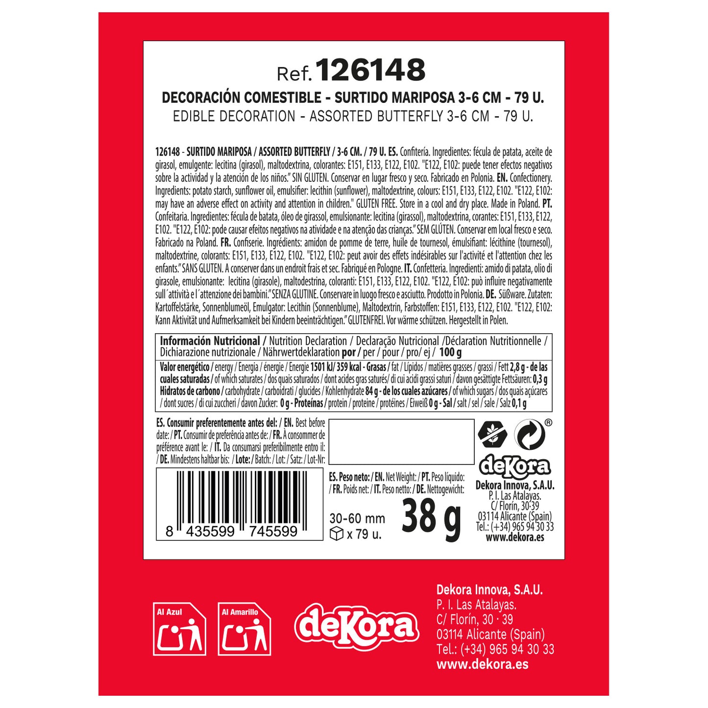 MARIPOSAS OBLEA SURTIDAS COLOR PASTEL 3-6CM