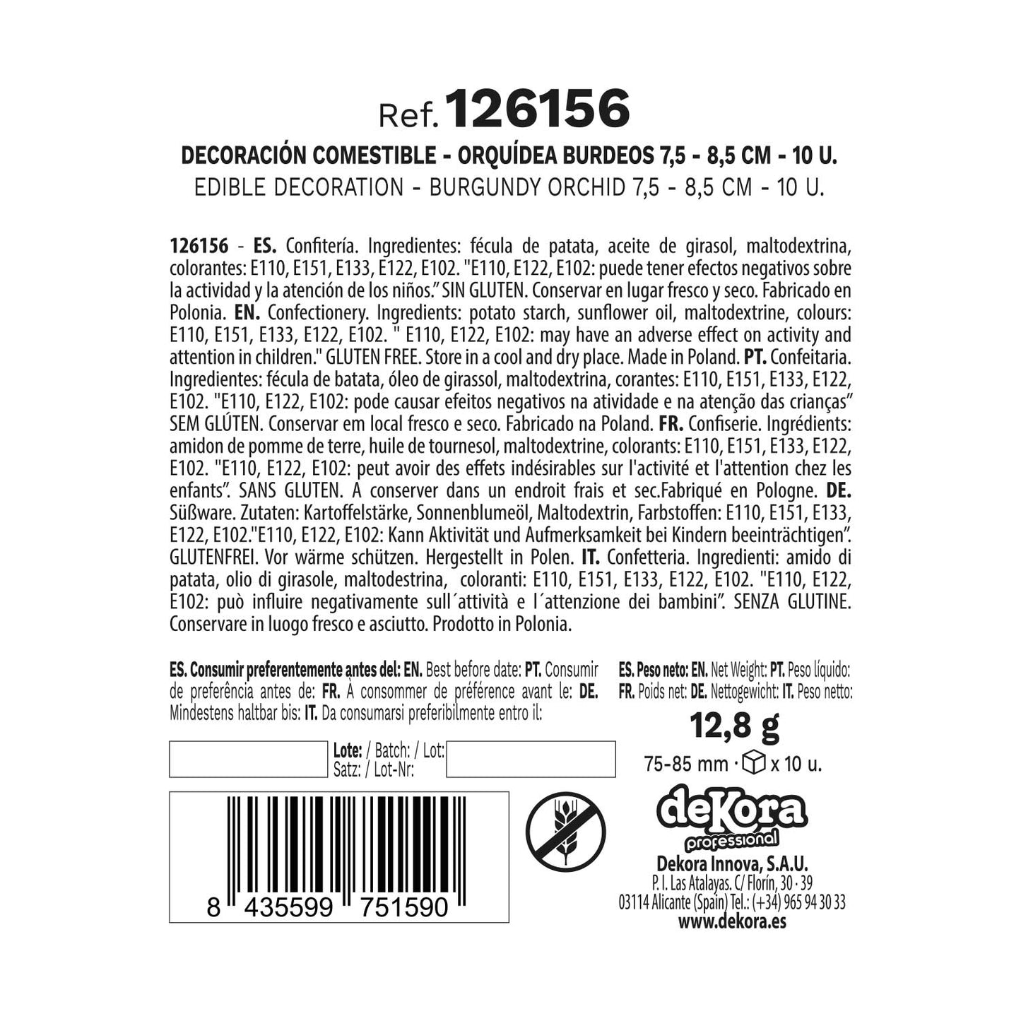 SCATOLA DA 10 ORCHIDEE IN WAFER BORDEAUX 8.5 -7.5CM