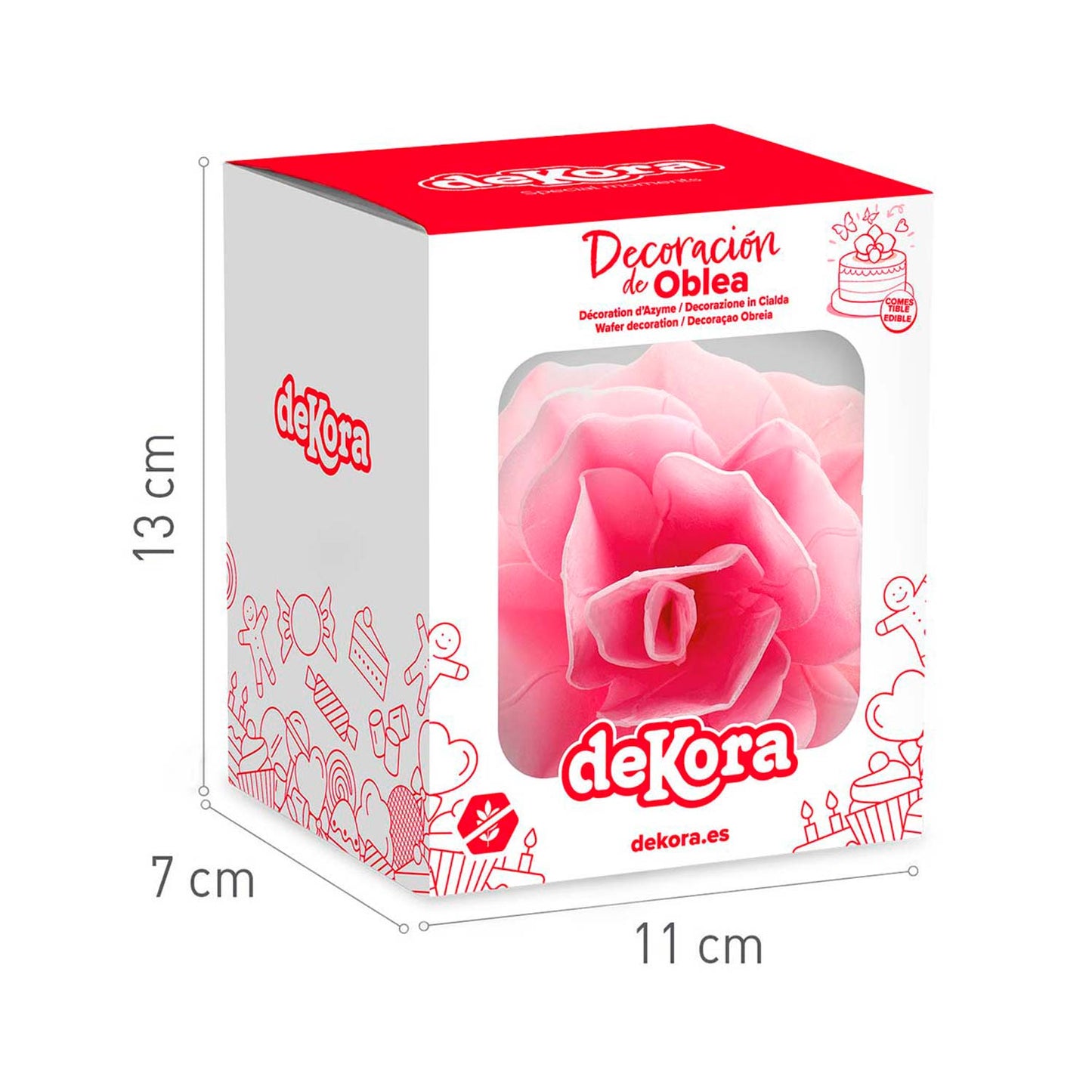 FLOR OBLEA GIGANTE COLOR ROSADO 12,5CM