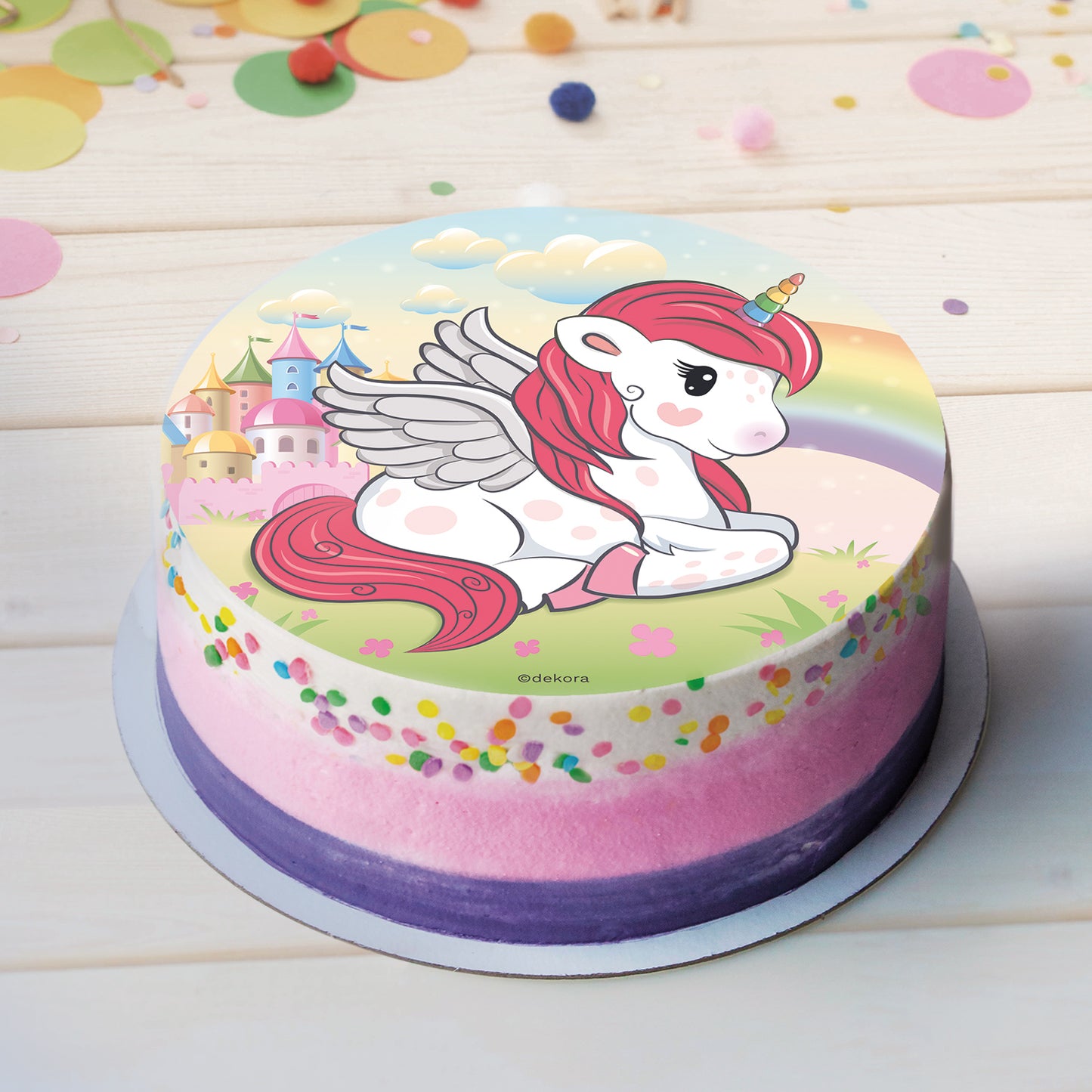 6 DISCOS OBLEA EN FOIL PARA TARTAS UNICORNIO 20 CM