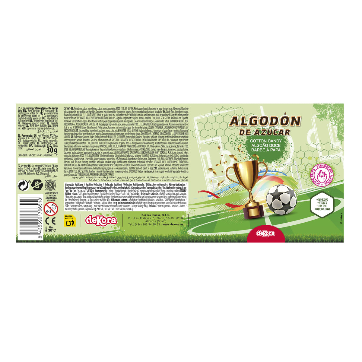 ALGODÓN DE AZÚCAR CON STICKER FÚTBOL 30GR