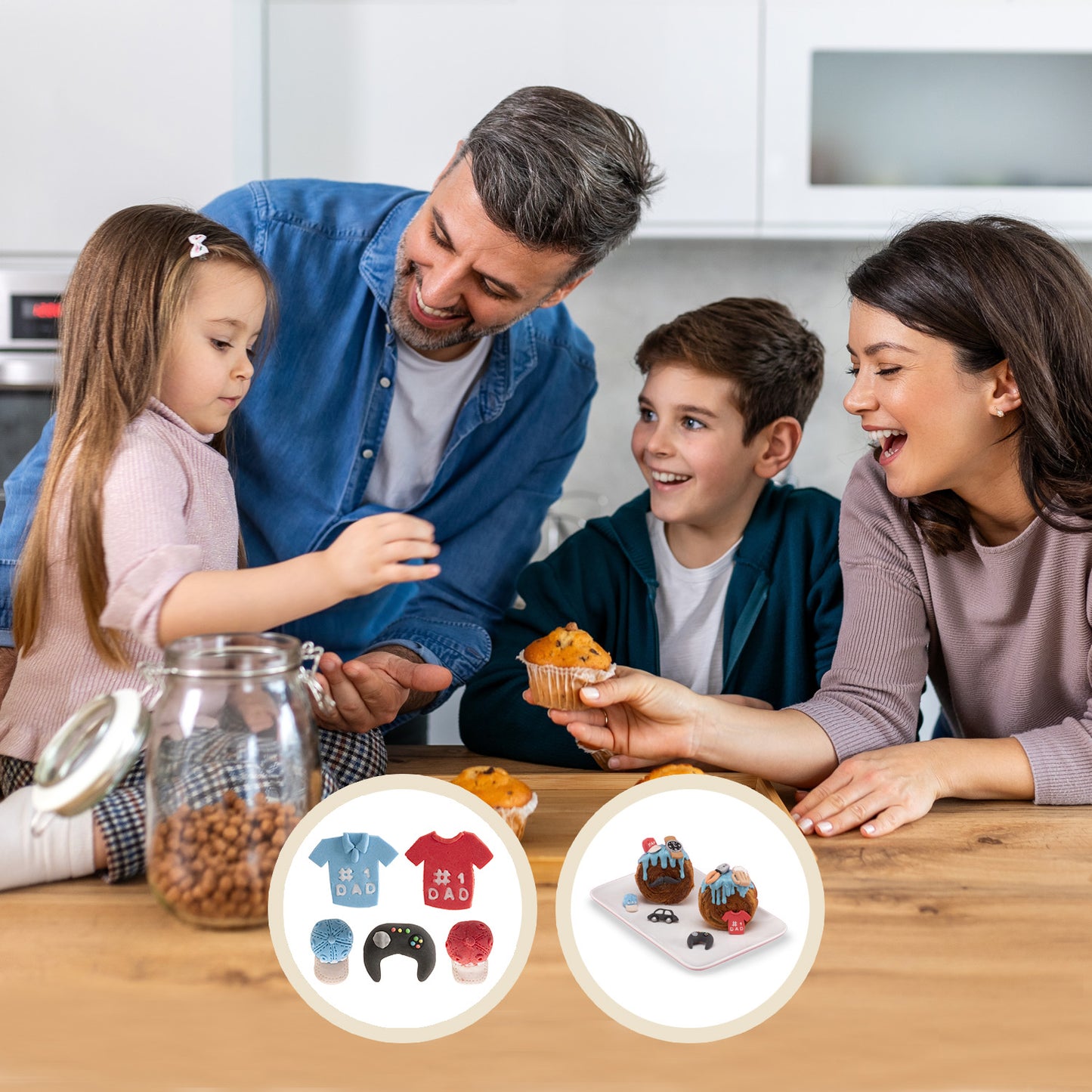 SUGAR DECORATION 2D YOUNG DAD 5 FIGURES