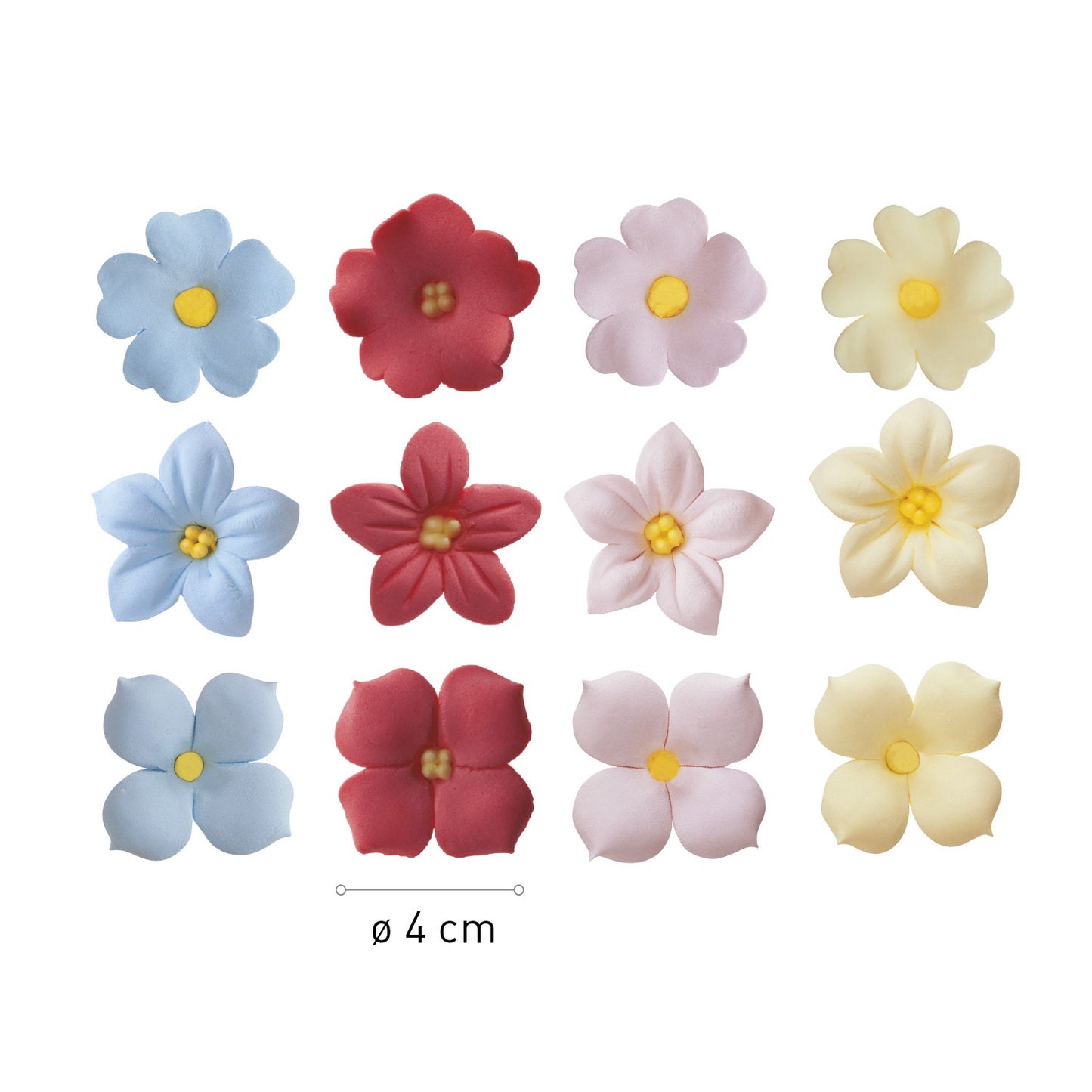 DECORAZIONE DI ZUCCHERO SOFIA FIORI ASSORTITI Ø4CM