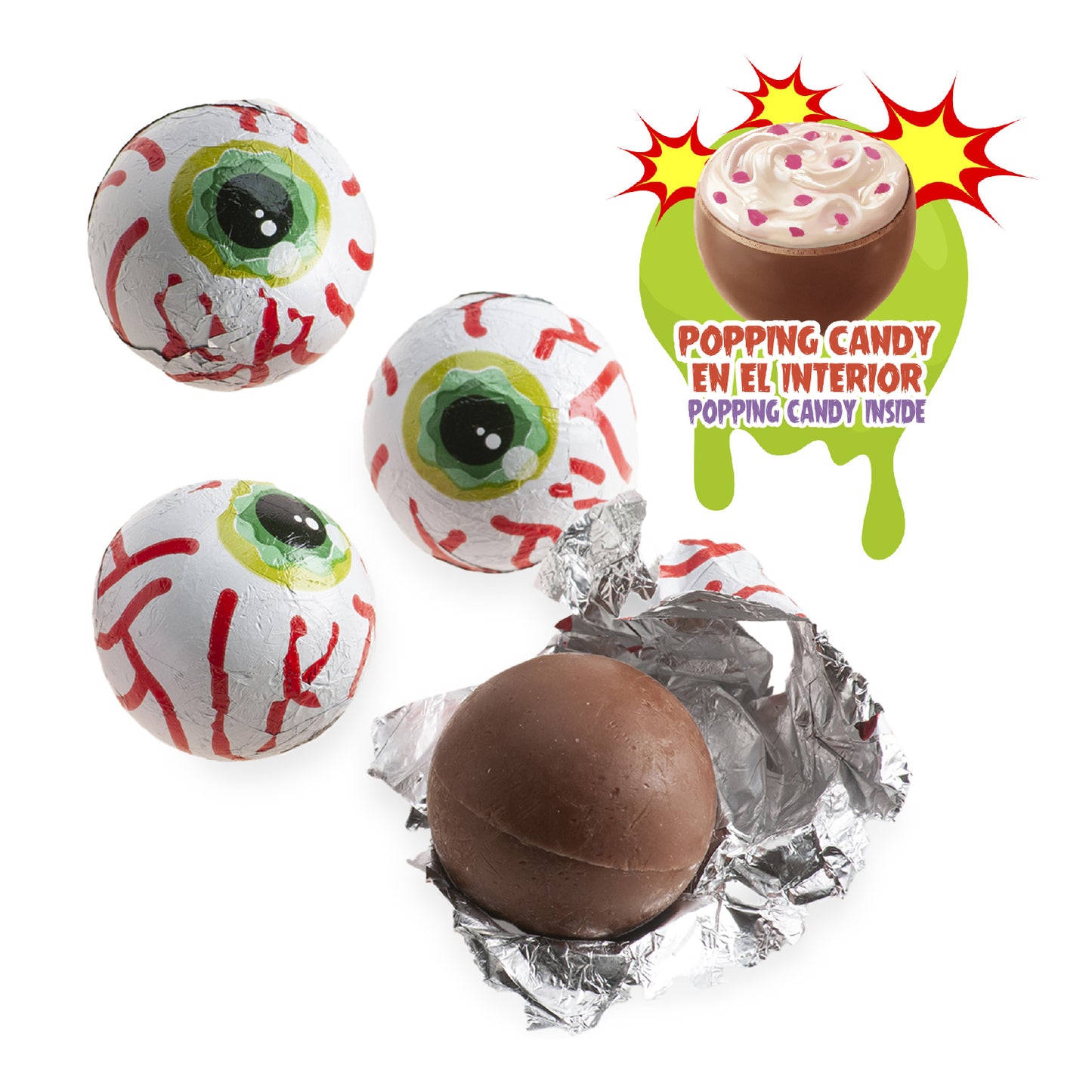 HALLOWEEN NET CHOCOLATE EYES WITH POPPING CANDY 75GR