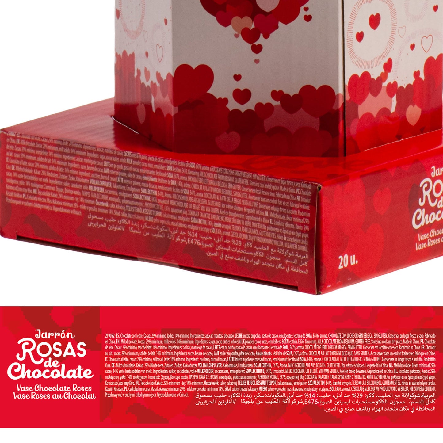 VASO COM 20 ROSAS DE CHOCOLATE DE 18GR