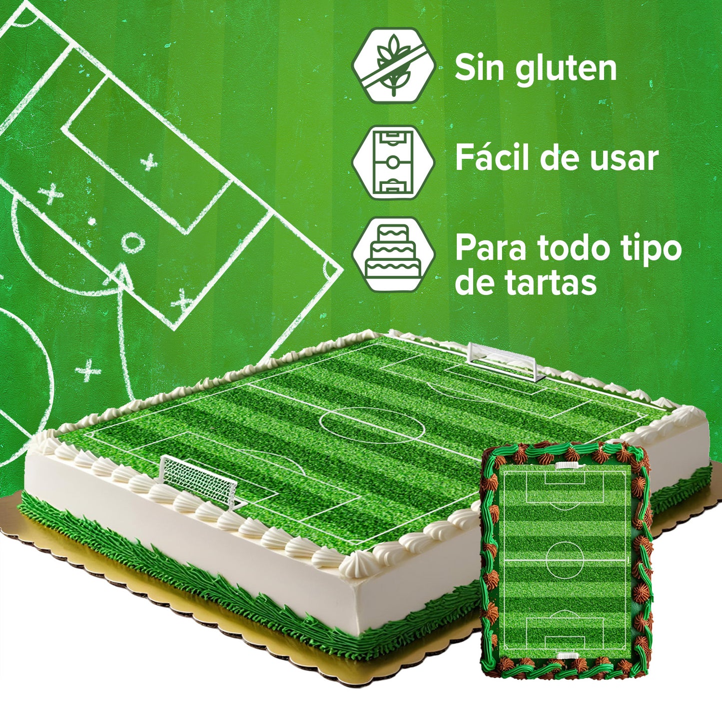 CAMPO DA CALCIO COMMESTIBILE PER TORTA 20X30CM ZERO