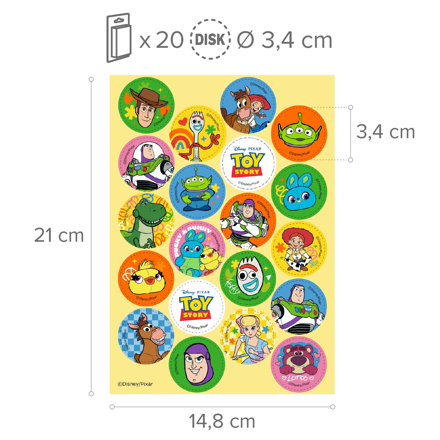 MINI DISCOS COMESTIBLES TOY STORY Ø 3,4CM