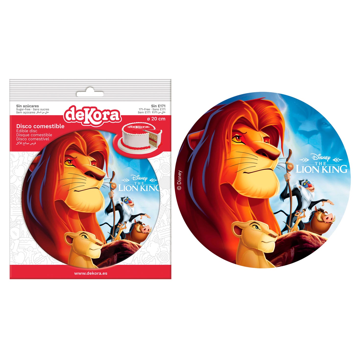 CAKE DECORATING EDIBLE DISCS LION KING 20CM