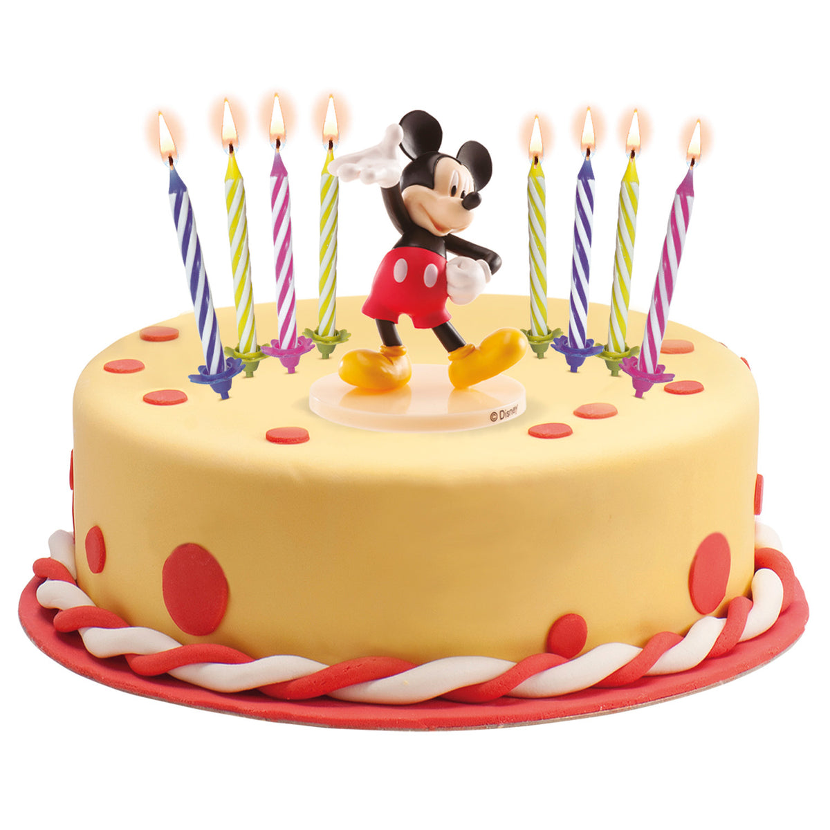 KIT PVC RETAIL MICKEY CON 10 CANDELE PER DECORARE TORTE
