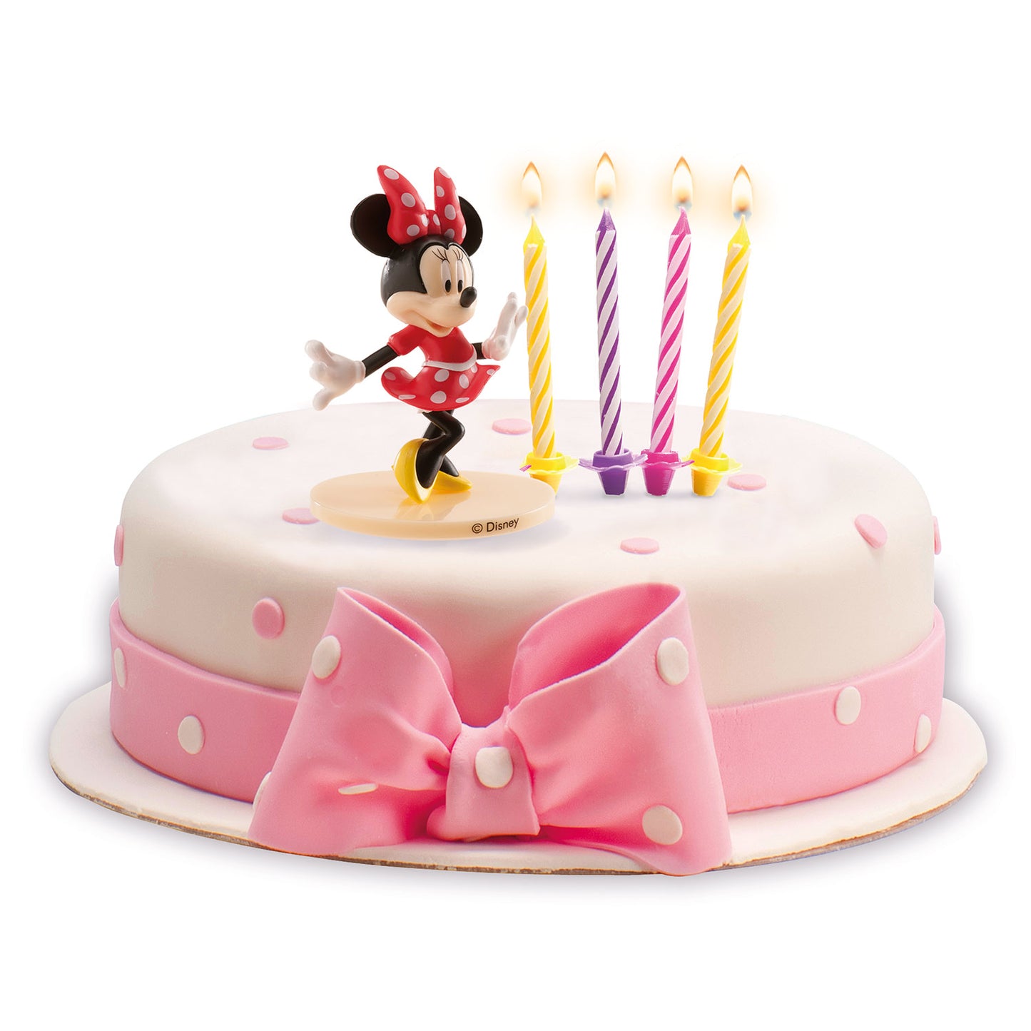 KIT PVC RETAIL MINNIE MOUSE CON 10 VELAS PARA DECORAR TARTAS