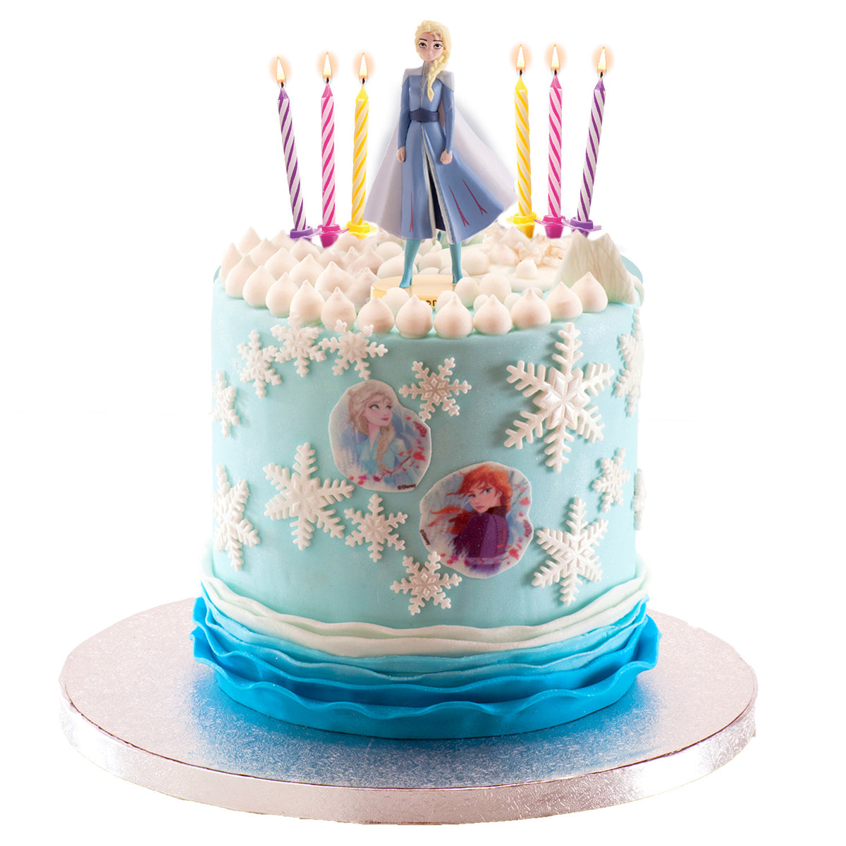 KIT PVC RETAIL FROZEN COM 10 VELAS PARA DECORAR BOLOS