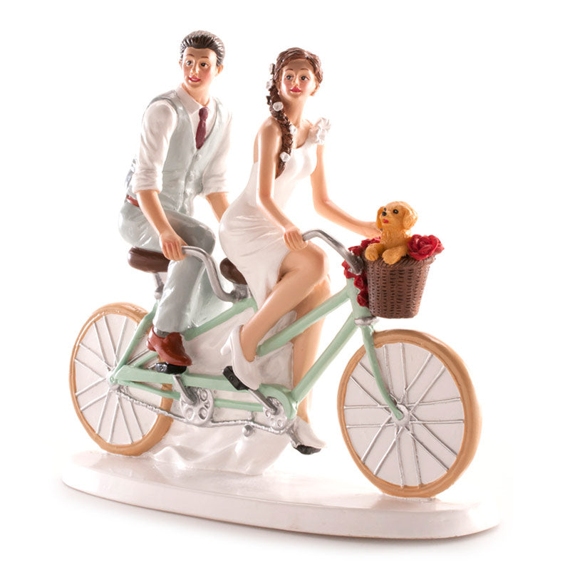 COPPIA DI SPOSI IN BICICLETTA 18X15CM
