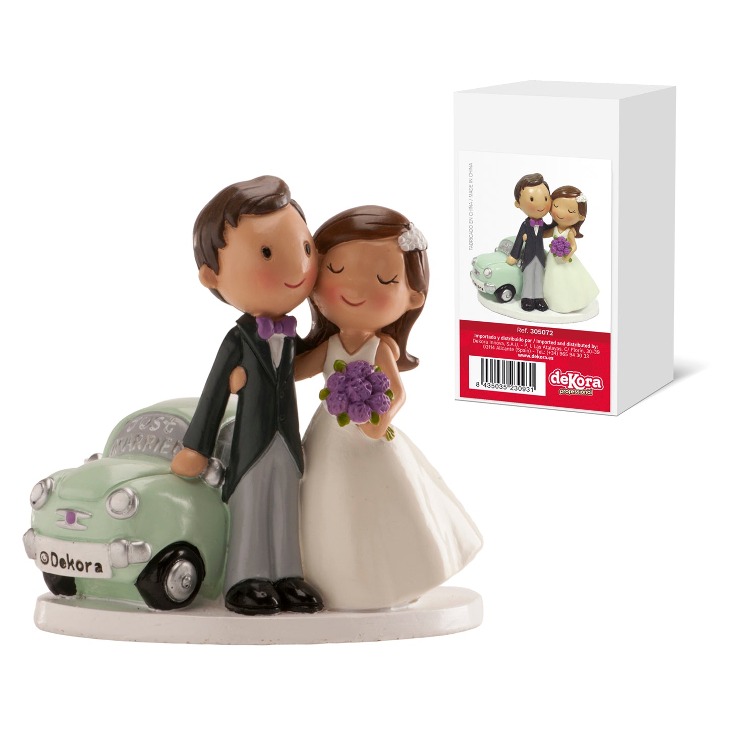 COPPIA DI SPOSI AUTO JUST MARRIED 12CM