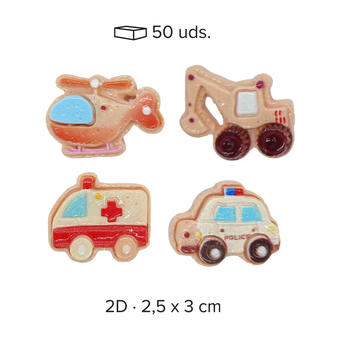 FIGURINES NOËL TRANSPORTS ASSORT. 2D 2.5X2.5CM PVC