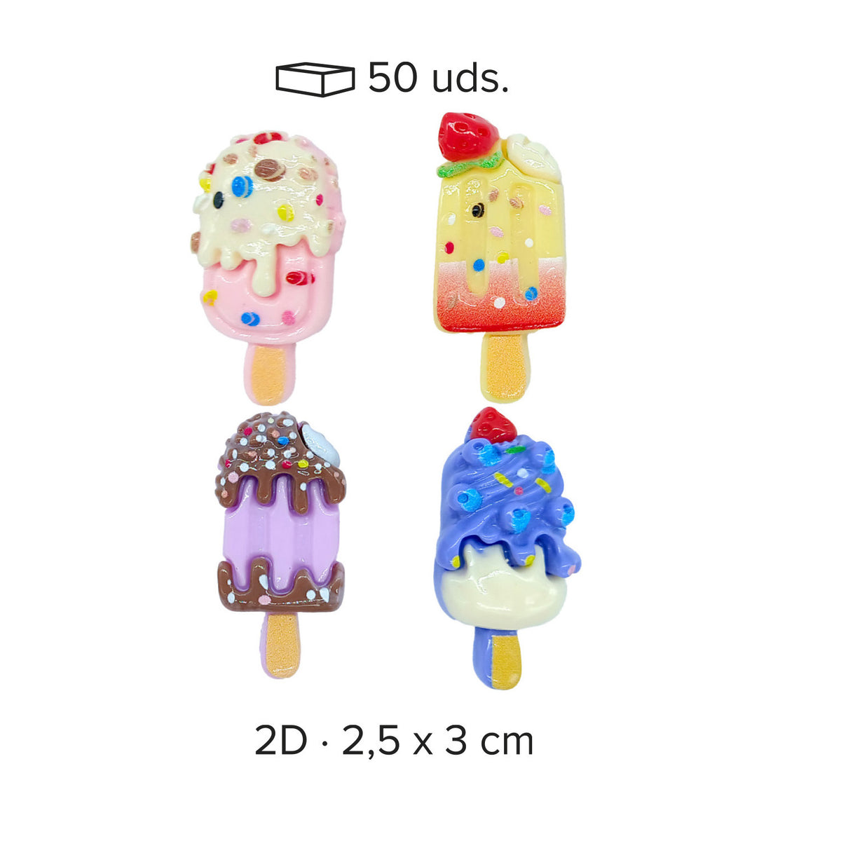 FIGURAS ROSCÓN 2D HELADOS SURT. PVC 2X3.7CM