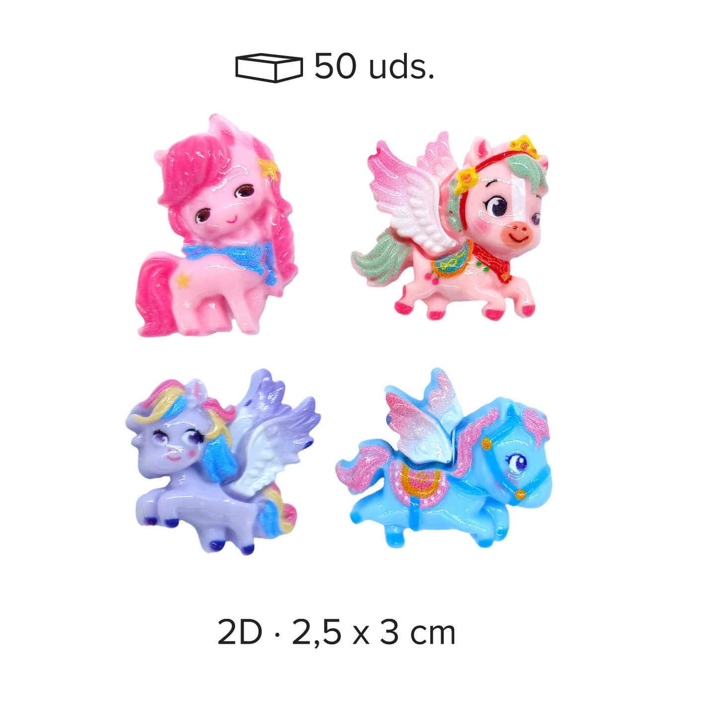 FIGURINES DE NOËL UNICORNES ASSORTIMENT 2D 2.8x2.6CM PVC