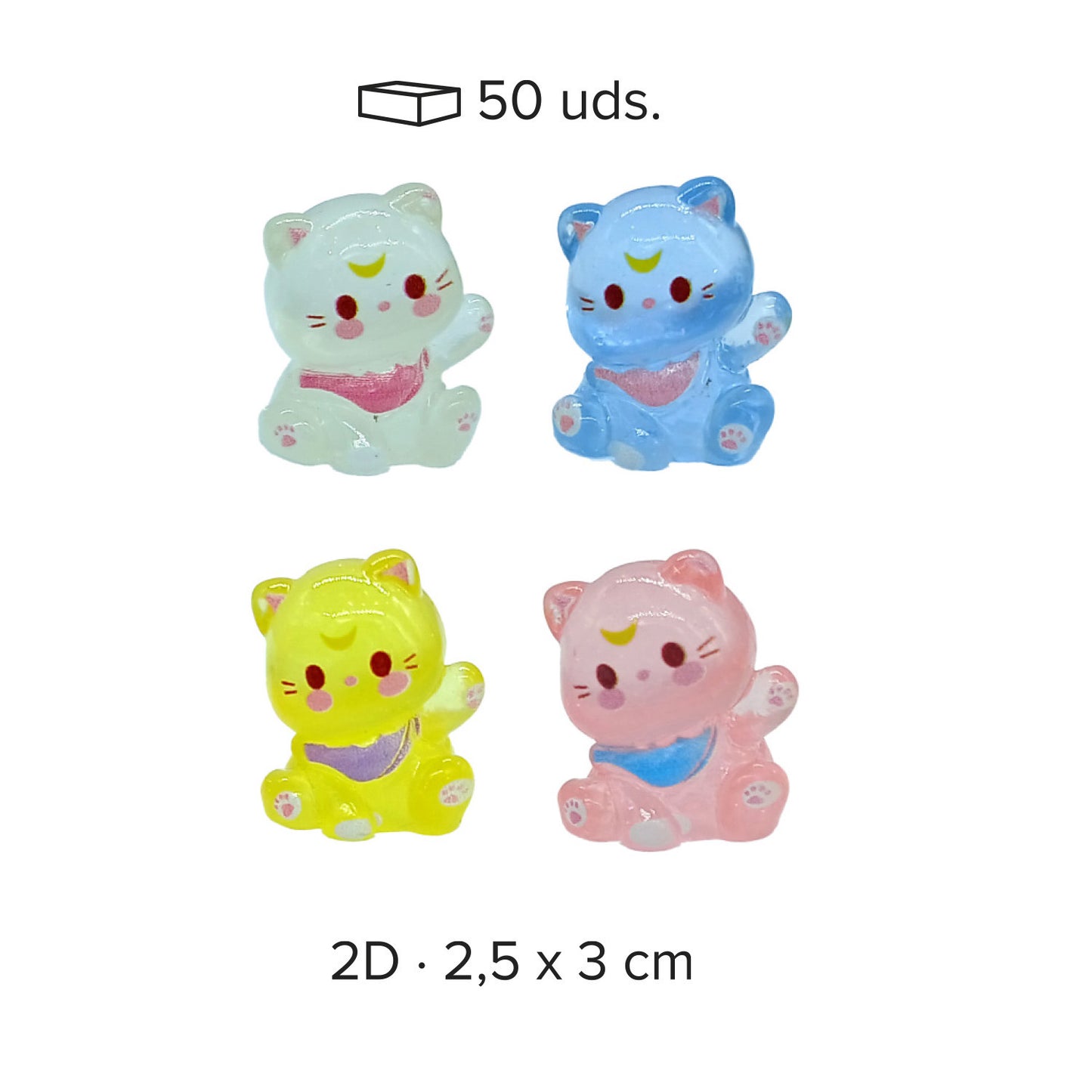 FIGURINE 3D A FORMA DI GATTINI COLORATI 1.8X2CM