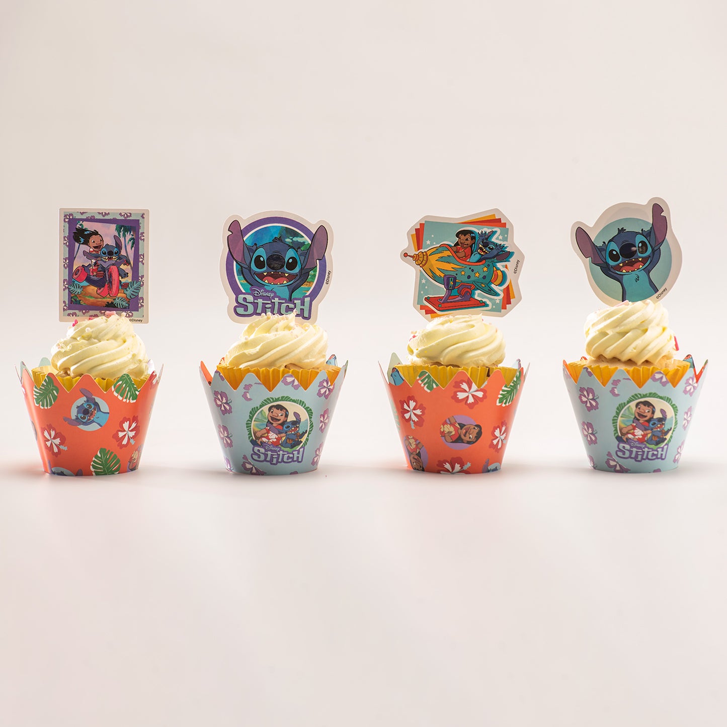 KIT DECO CAISSETTES CUPCAKES STITCH 12 UNITÉS