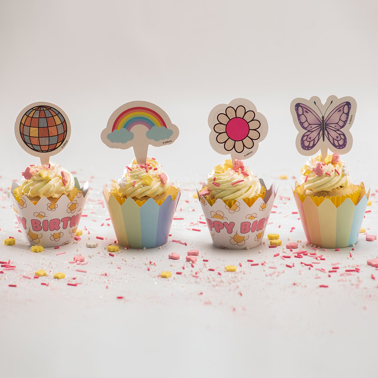KIT DECO CUPCAKE CAPSULES WITH TOPPERS HAPPY BIRTHDAY