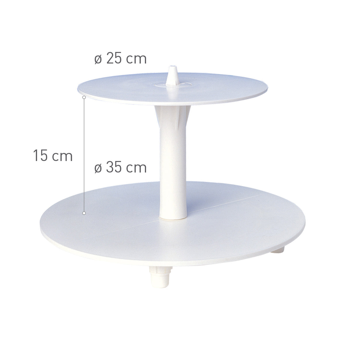 SOPORTE DE PLÁSTICO 2 PISOS PARA TARTAS Ø 35CM-25CM