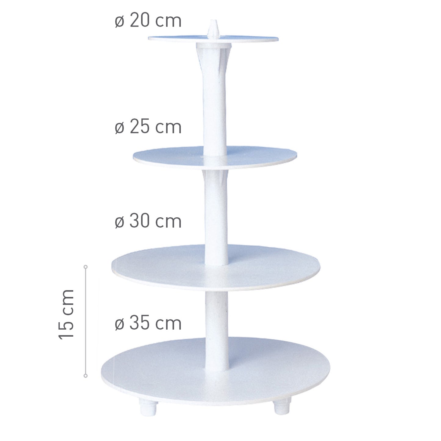 PRÉSENTOIR EN PLASTIQUE 4 ÉTAGES Ø 35CM-30CM-25CM-20CM