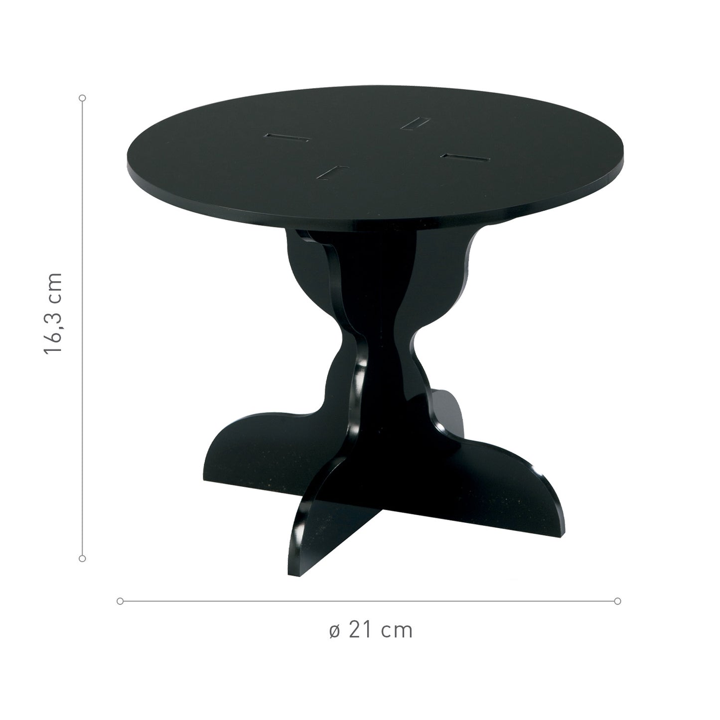 MINI SOPORTE PLEXIGLAS NEGRO Ø 21CM H 16.3CM