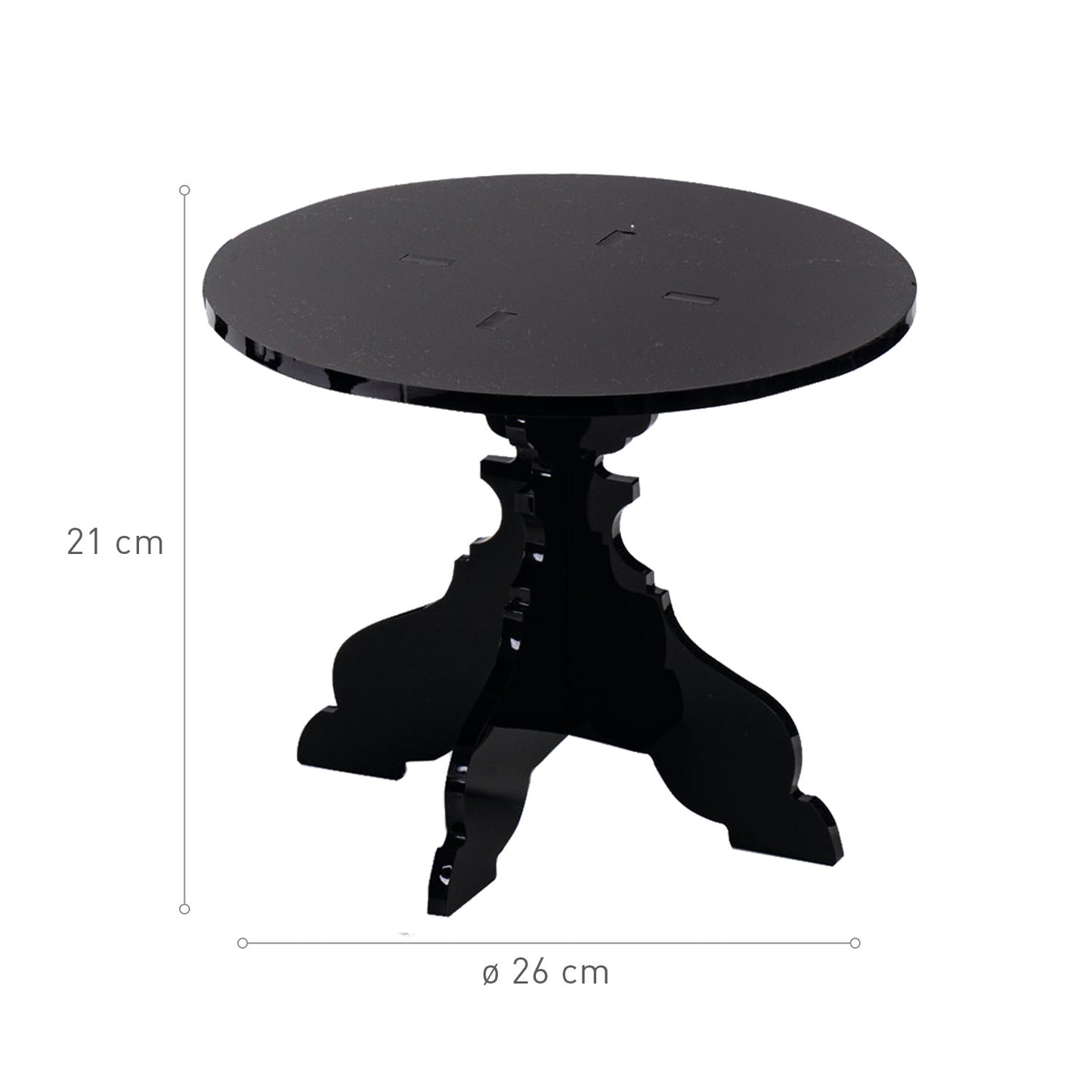 BLACK BAROQUE PLEXIGLAS CAKE STAND Ø 26CM H 21CM
