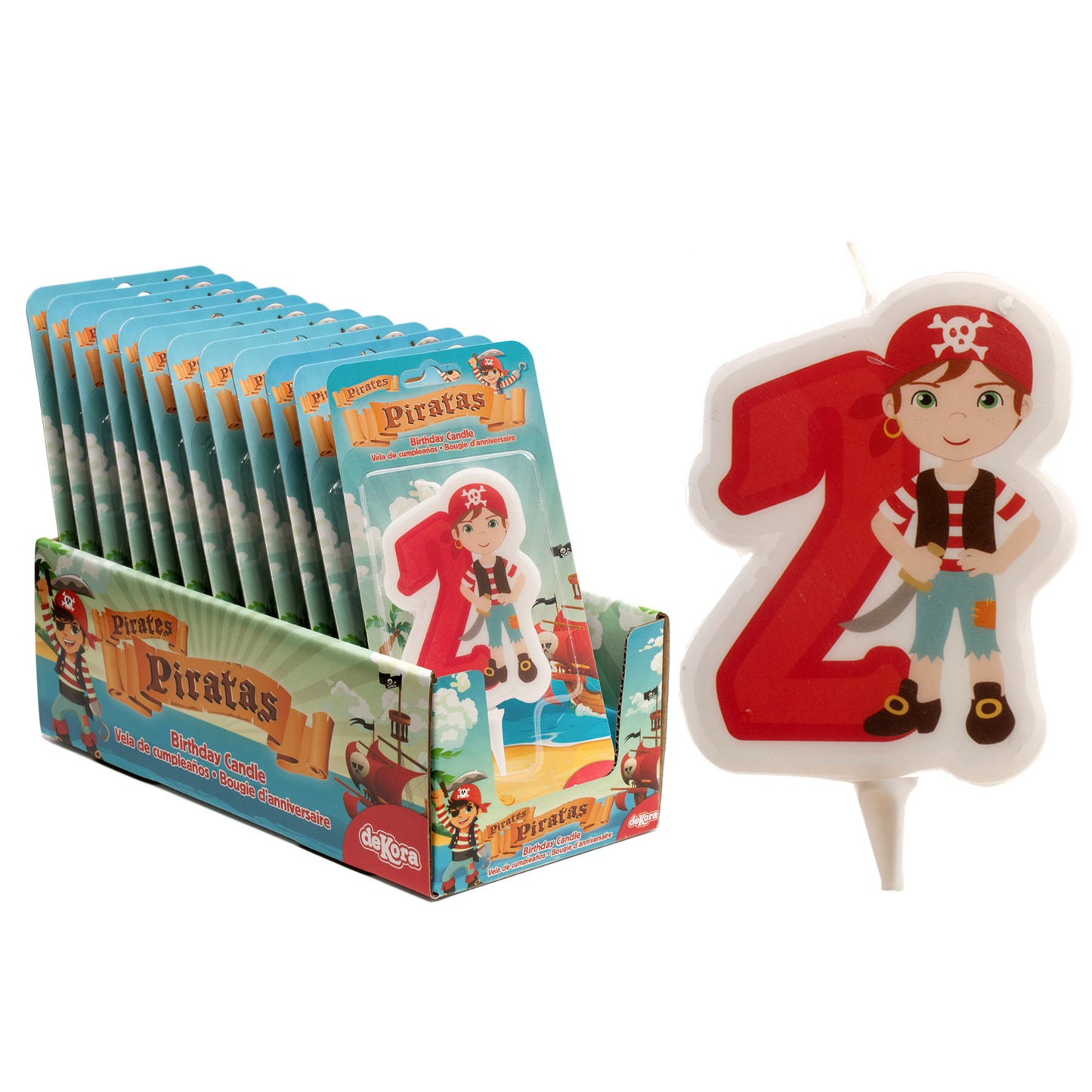 DISPLAY 12 VELAS 2D PIRATAS Nº2 | 7CM