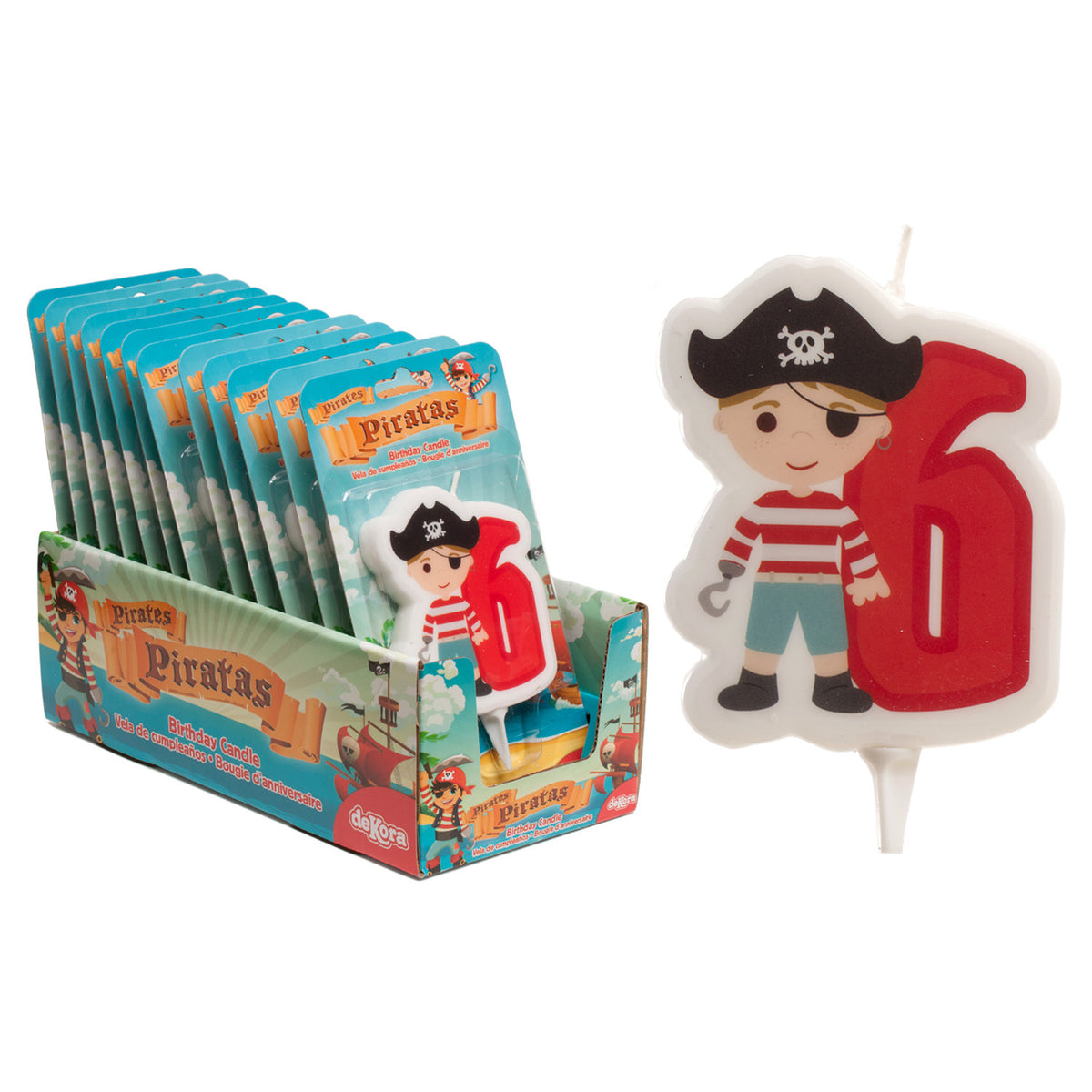 ESPOSITORE 12 CANDELINE 2D PIRATI Nº6-7CM