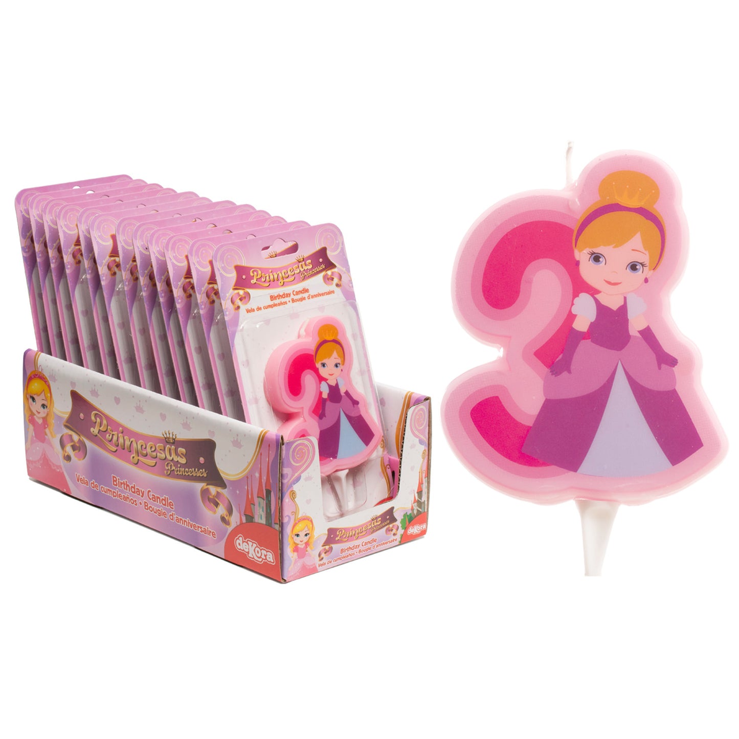 ESPOSITORE 12 CANDELINE 2D PRINCIPESSA Nº3-7CM.