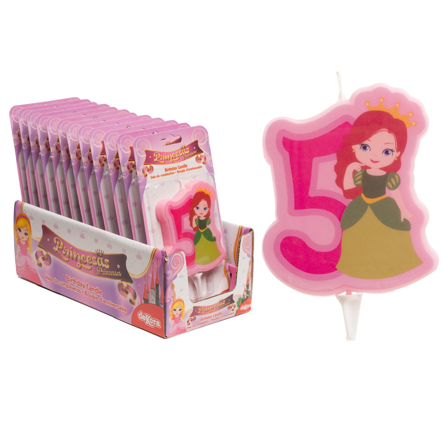 DISPLAY 12 VELAS 2D PRINCESA Nº5 | 7CM