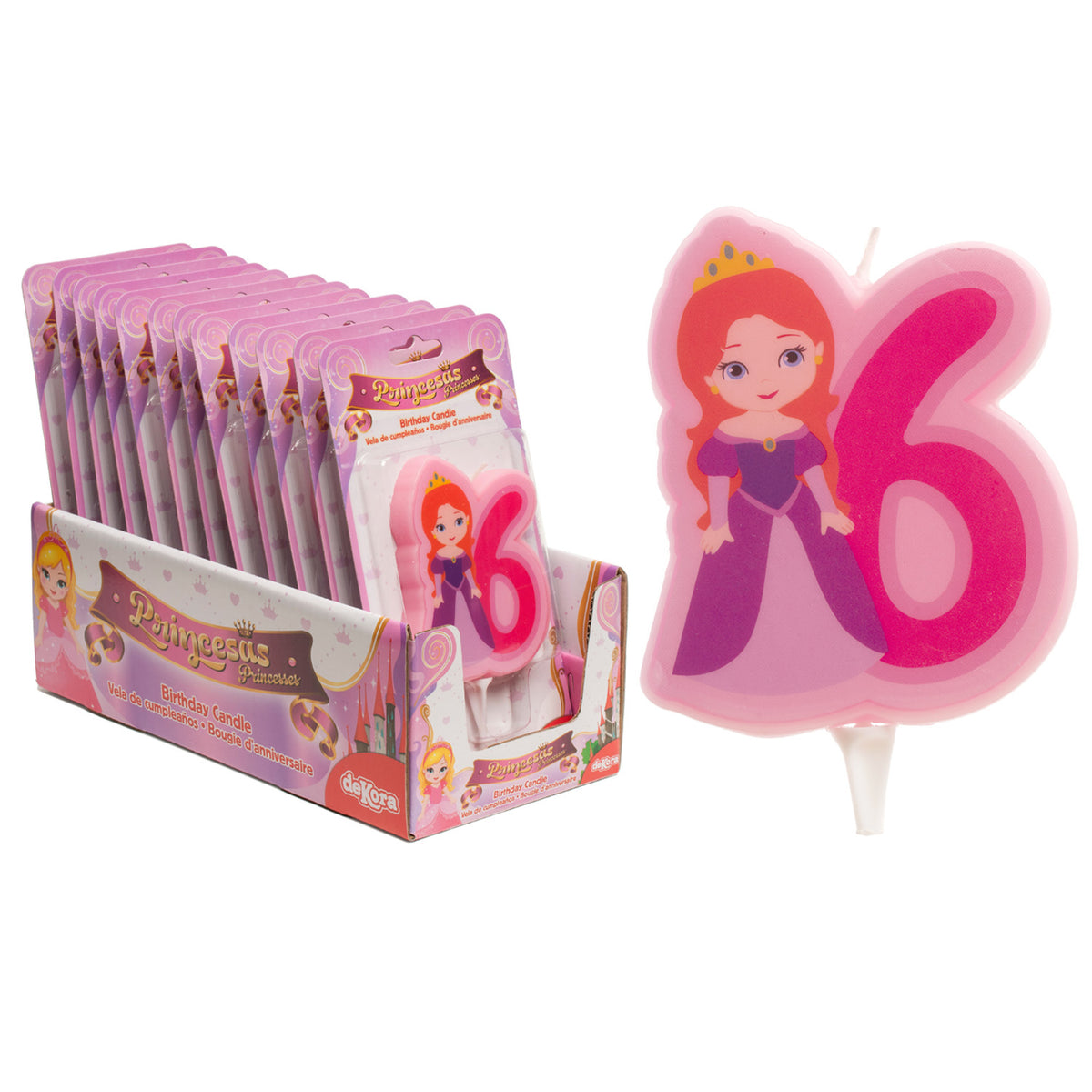 DISPLAY 12 VELAS 2D PRINCESA Nº6 | 7CM