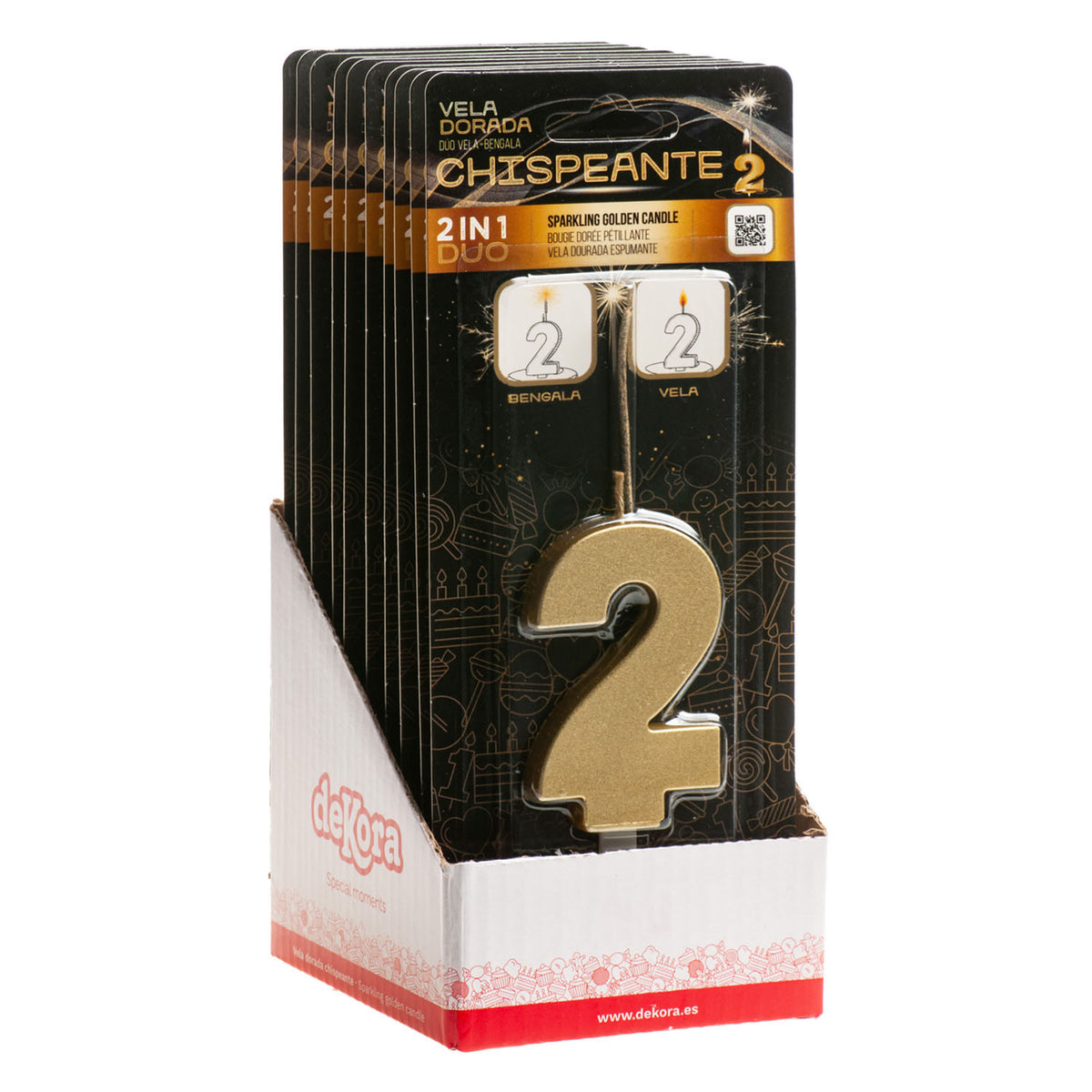 CANDELE DI COMPLEANNO IN ORO SCINTILLANTE Nº2