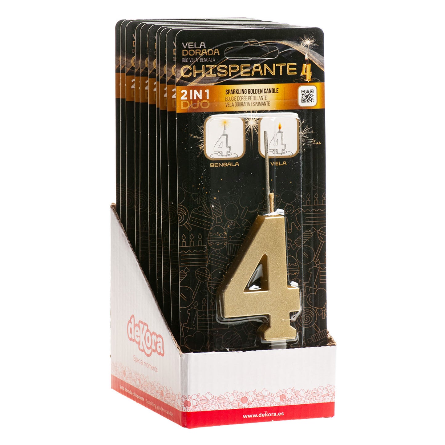 CANDELE DI COMPLEANNO IN ORO SCINTILLANTE Nº4