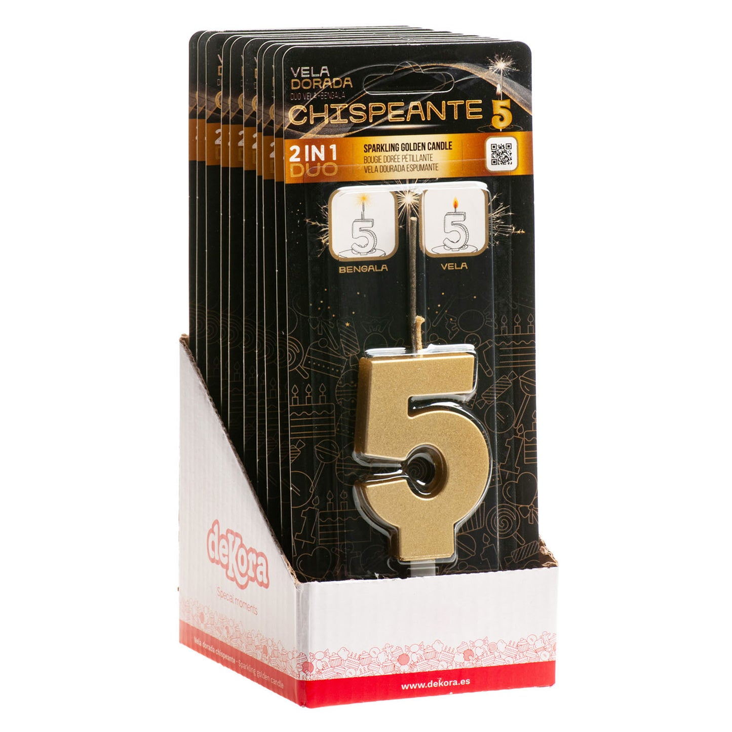 VELAS DE ANIVERSÁRIO DE OURO ESPUMANTE Nº5