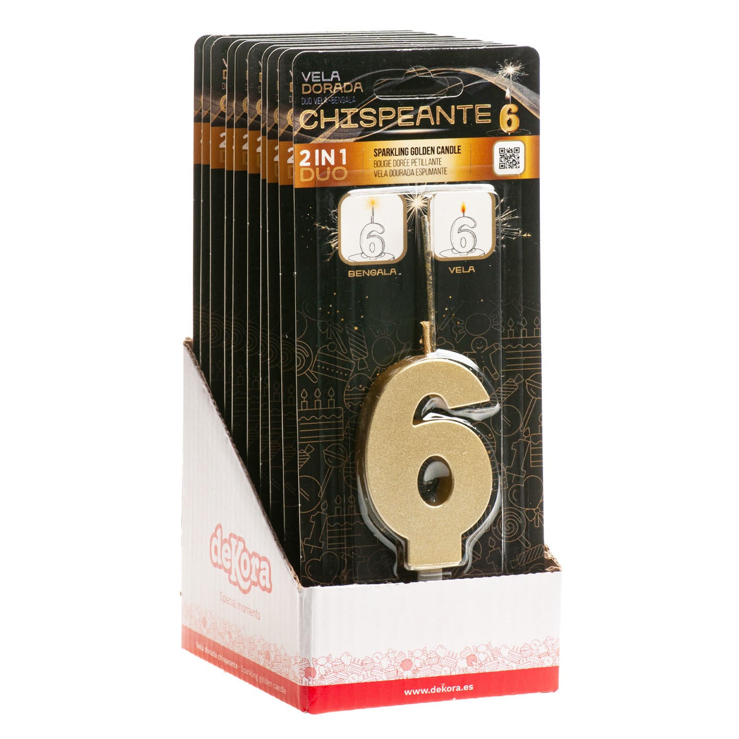 GOLDEN SPARKLING BIRTHDAY CANDLES Nº6