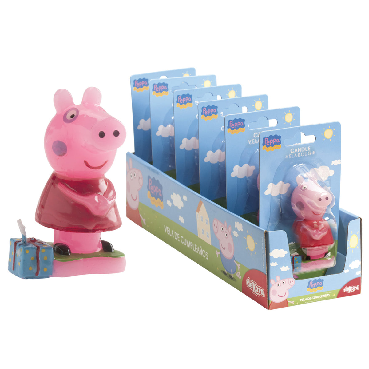 DISPLAY 6 VELAS 3D PEPPA PIG 7,5CM