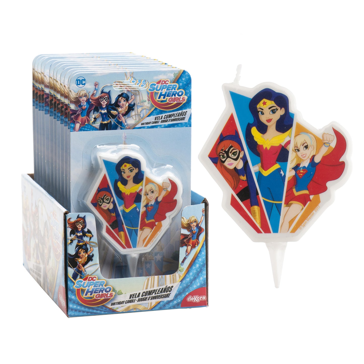 EXPOSITOR 12 VELAS 2D SUPER HERO GIRLS 7,5 CM