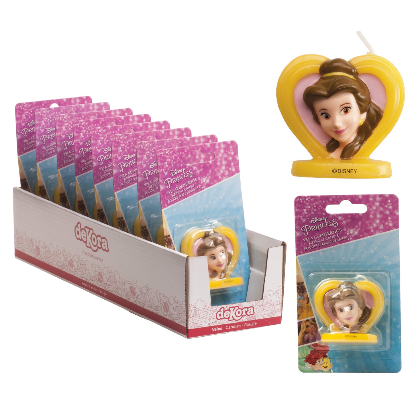 DISPLAY 8 BOUGIES D'ANNIVERSAIRE 3D BELLE COEUR 5,5 CM