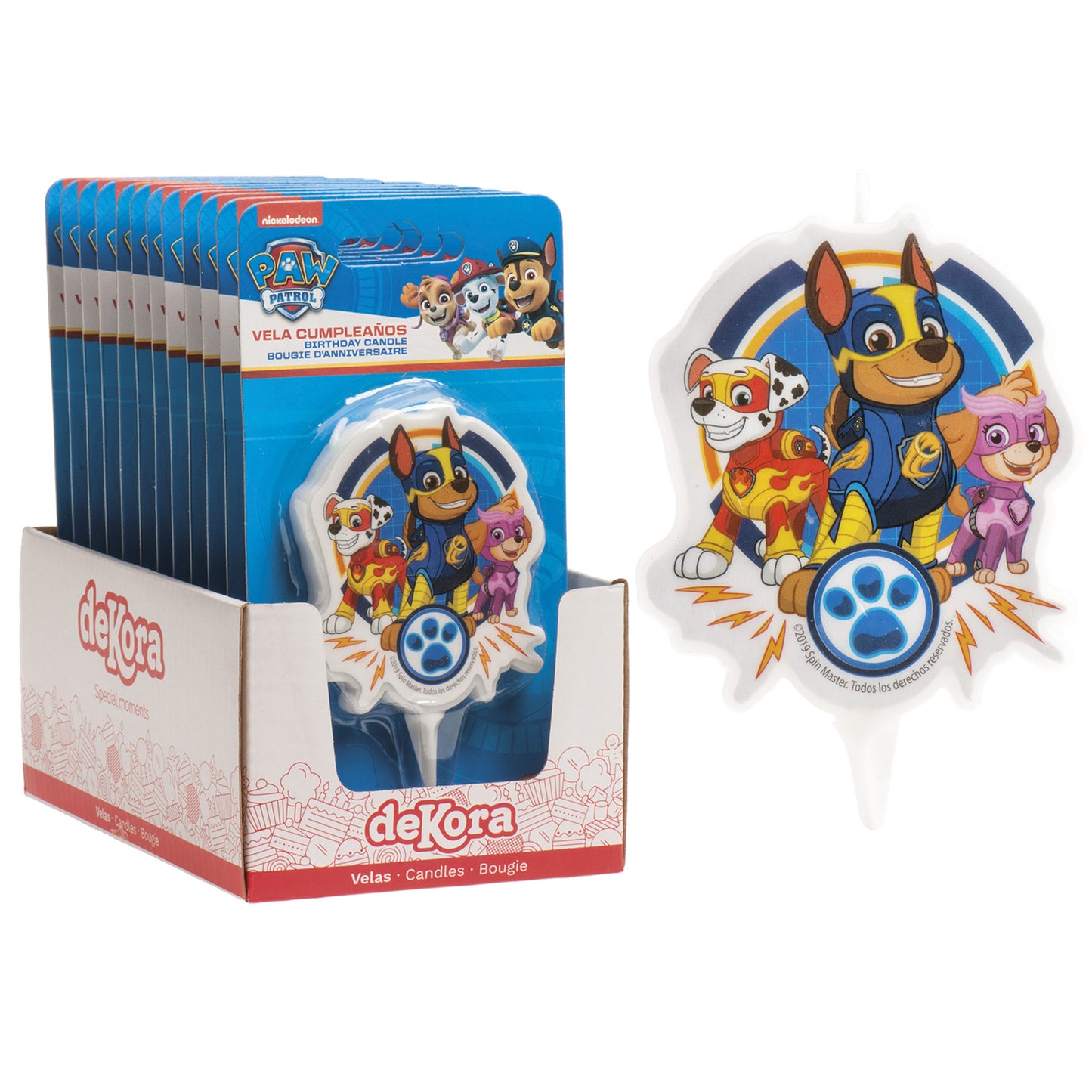 DISPLAY 12 BOUGIES ANNIVERSAIRE 2D PAW PATROL 7,5 CM