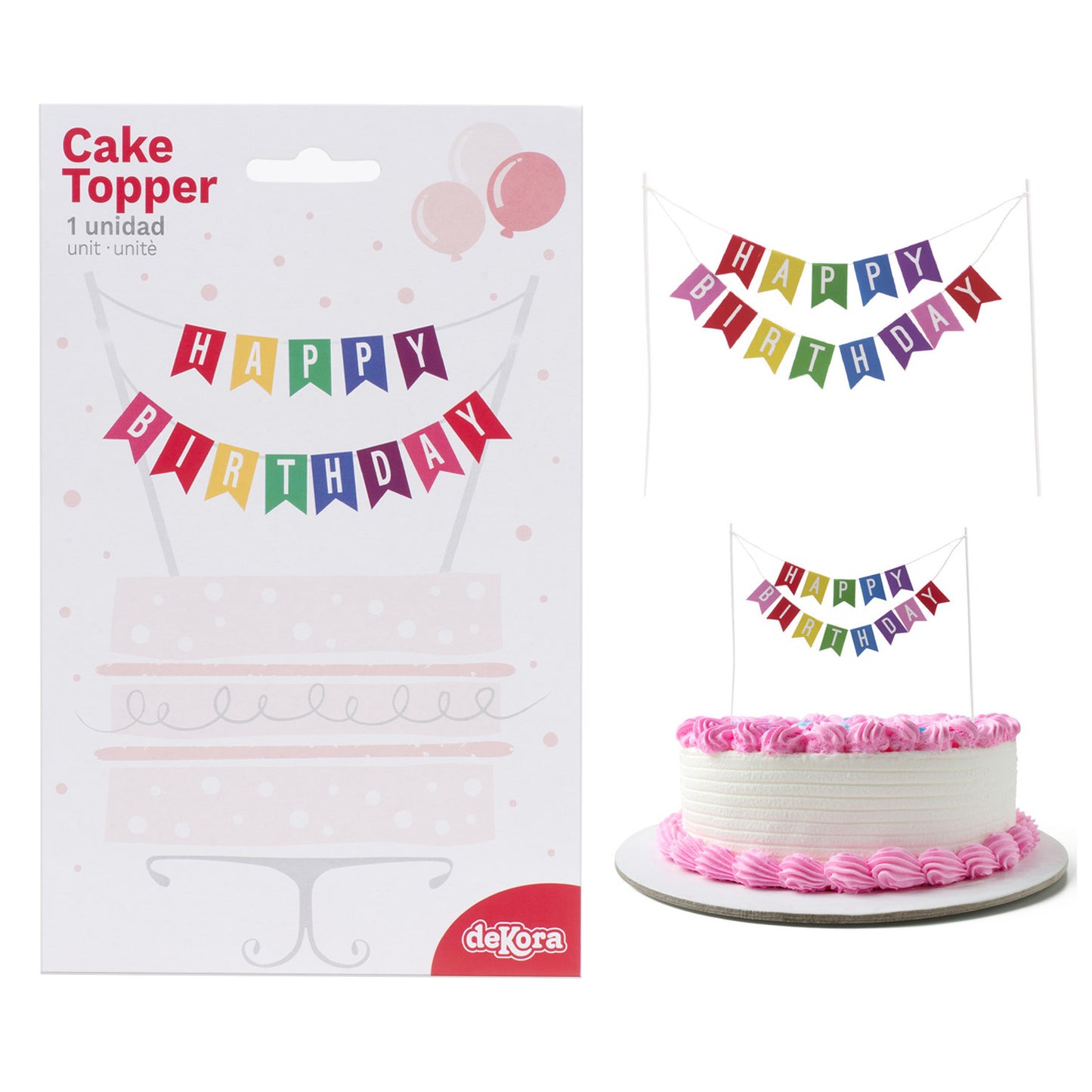 CAKE TOPPER BANDIERA HAPPY BIRTHDAY