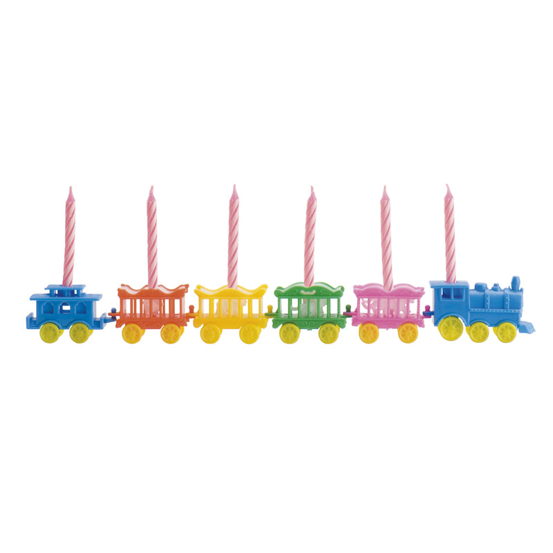 TRENS COLORIDOS DE PLÁSTICO COM VELAS 26,5CM