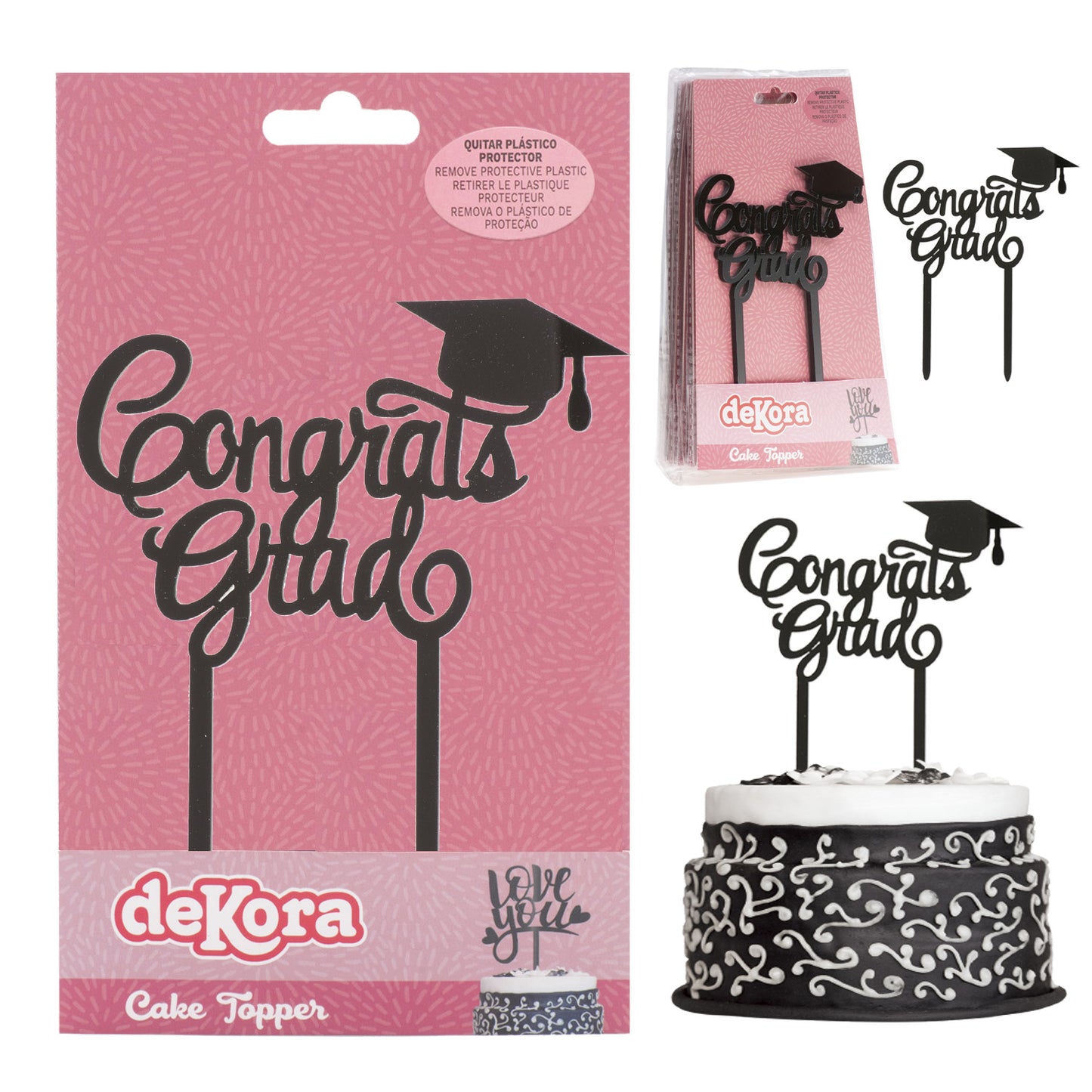 CAKE TOPPER L'OBTENTION DU DIPLÔME 13,2X11,3CM