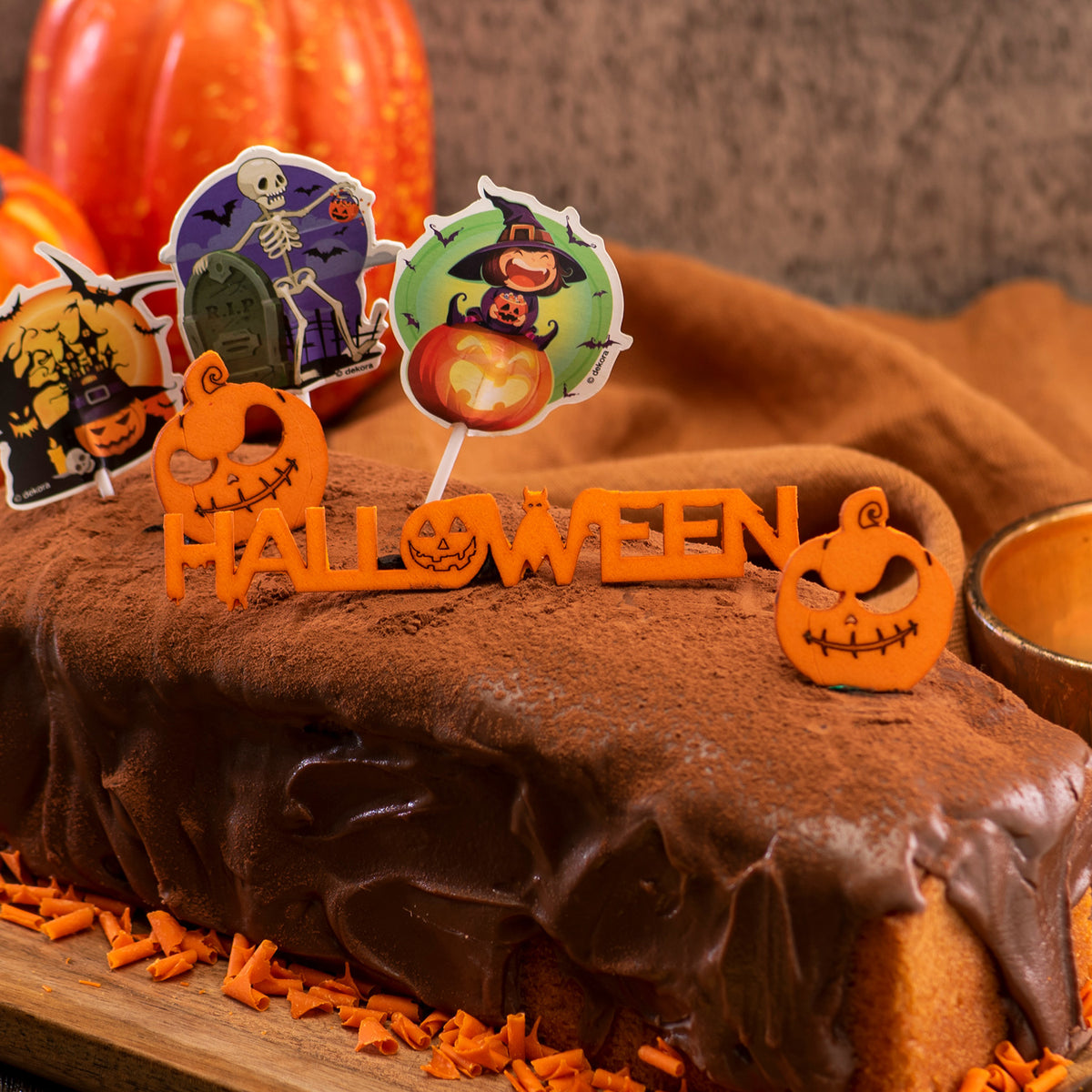CAKE TOPPERS DE PAPEL DE HALLOWEEN 8 DISEÑOS 9X6CM